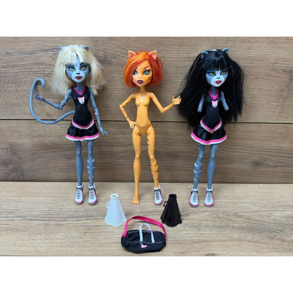 Monster High G1 Fearleading Werecats Meowlody Purrsephone Toralei Set